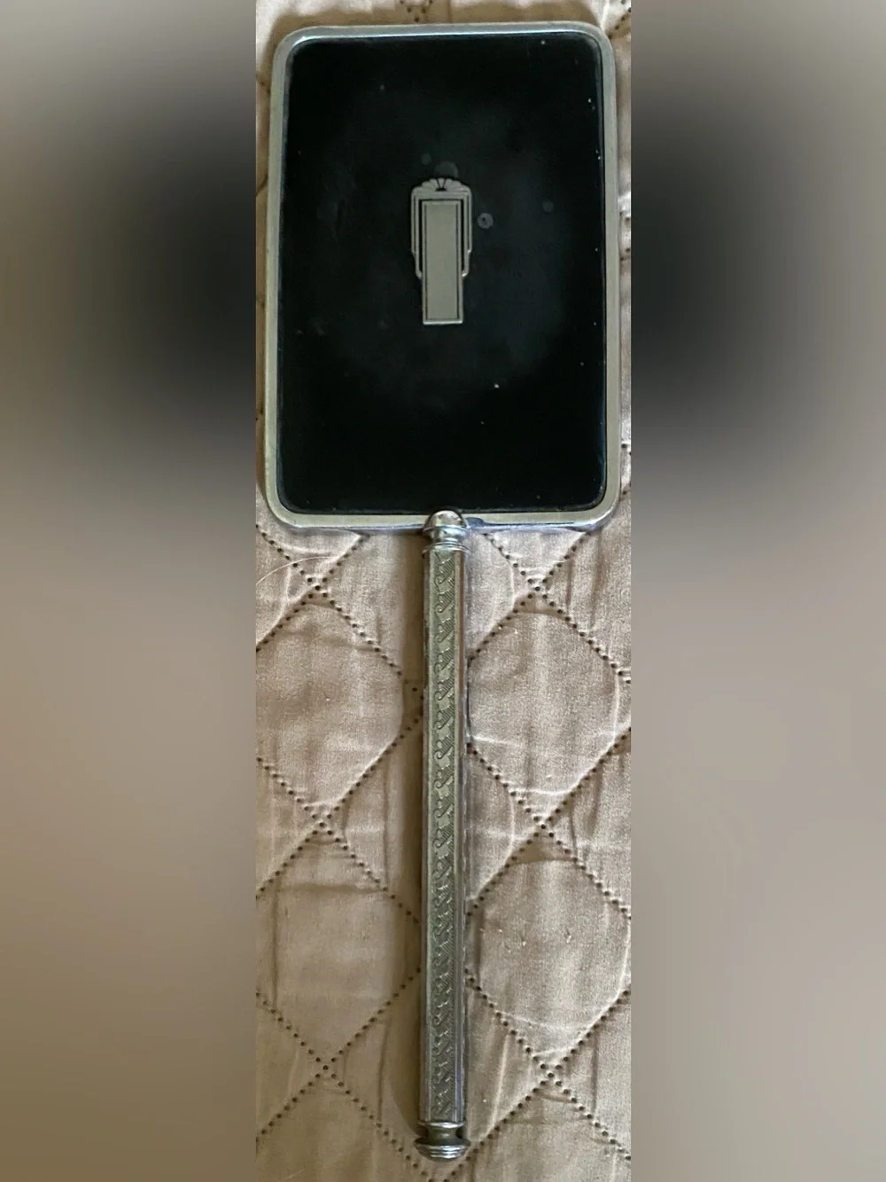 Vintage 20s Flapper Hand Held Ornate Vanity Mirror Art Deco
